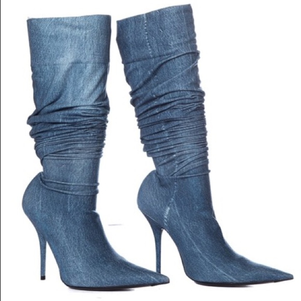 Balenciaga Neoprene Blue Denim Boots/Booties